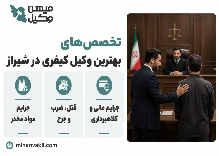 تخصص های بهترین وکیل کیفری در شیراز