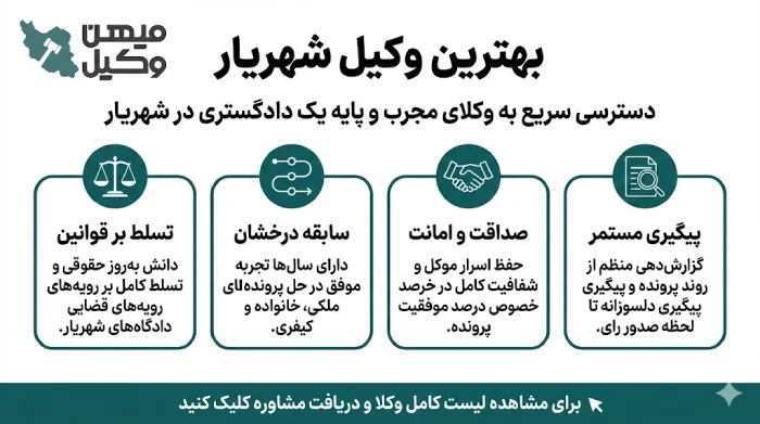 راهنمای انتخاب بهترین وکیل شهریار