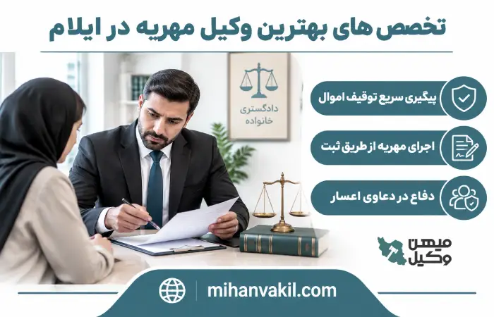 تخصص های بهترین وکیل مهریه در ایلام