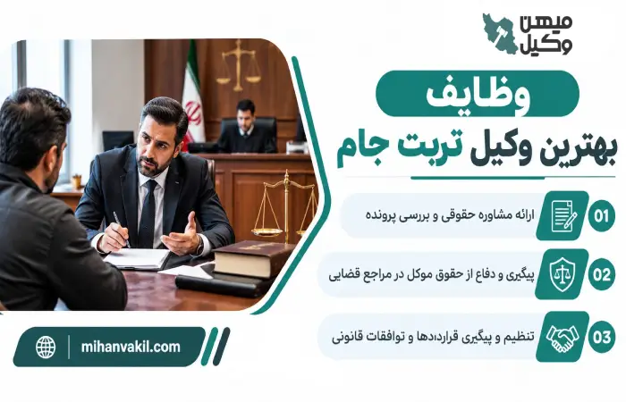 وظایف بهترین وکیل تربت جام