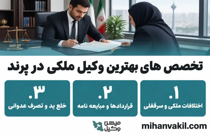 تخصص های بهترین وکیل ملکی در پرند