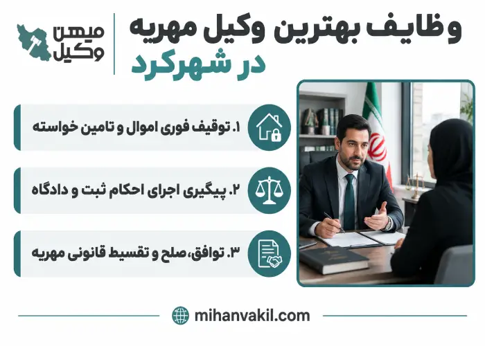 وظایف بهترین وکیل مهریه در شهرکرد