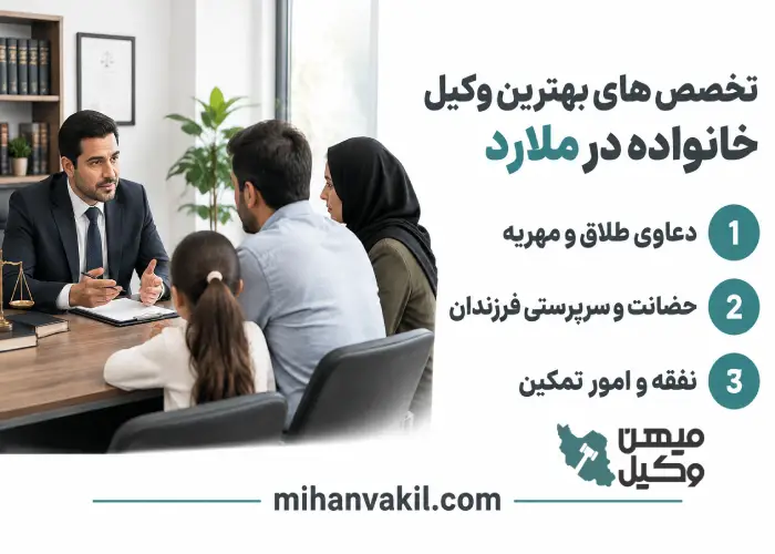 تخصص های بهترین وکیل خانواده در ملارد
