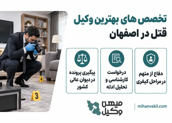 تخصص های بهترین وکیل قتل در اصفهان