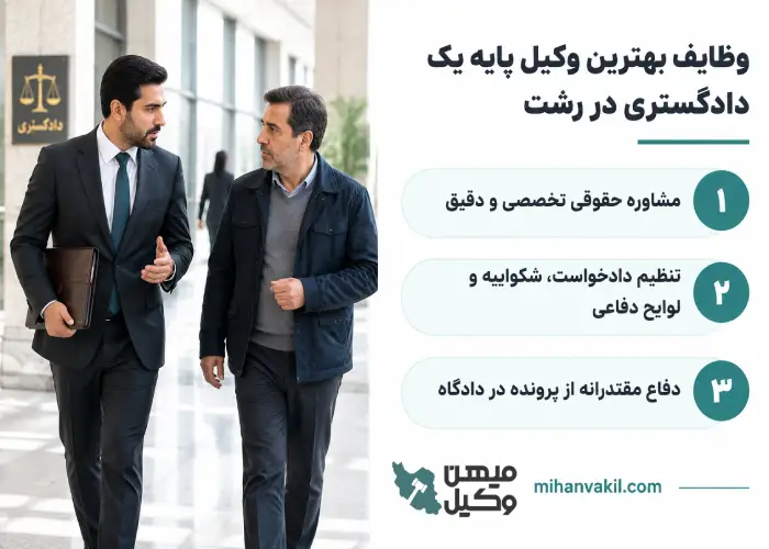 وظایف بهترین وکیل پایه یک دادگستری در رشت