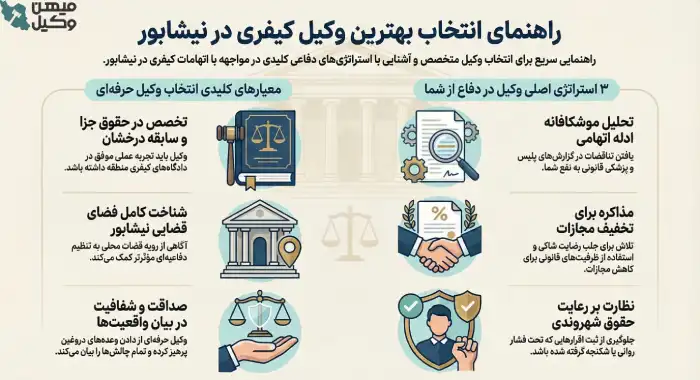 راهنمای انتخاب بهترین وکیل کیفری در نیشابور