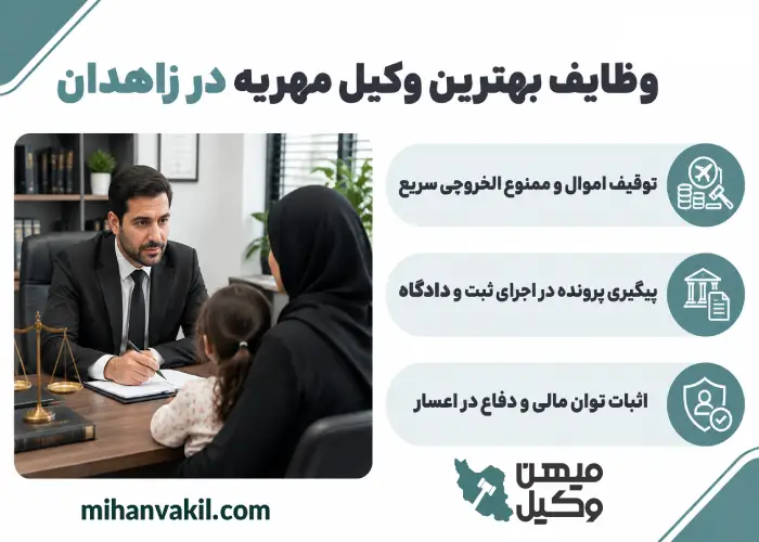 وظایف بهترین وکیل مهریه در زاهدان