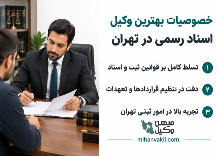 خصوصیات بهترین وکیل اسناد رسمی در تهران