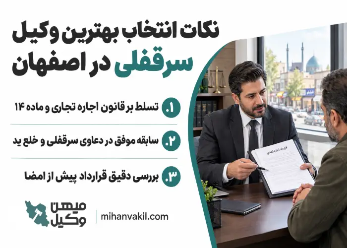 نکات انتخاب بهترین وکیل سرقفلی در اصفهان