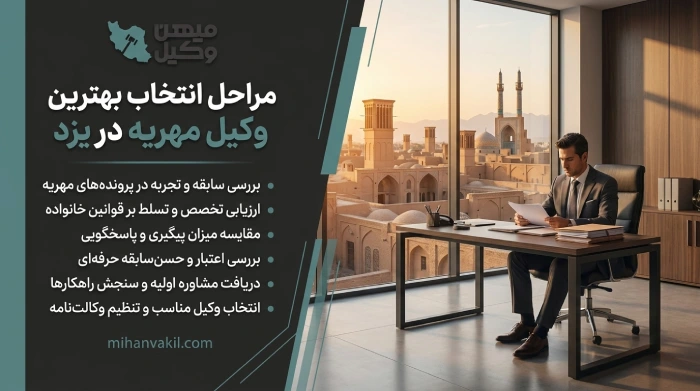 مراحل انتخاب بهترین وکیل مهریه در یزر