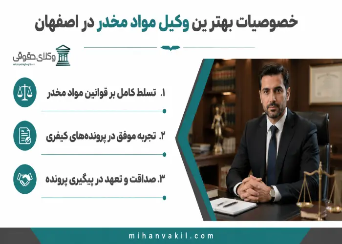 خصوصیات بهترین وکیل مواد مخدر در اصفهان